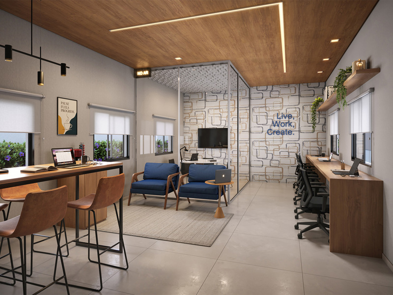 Perspectiva Ilustrada Do Coworking