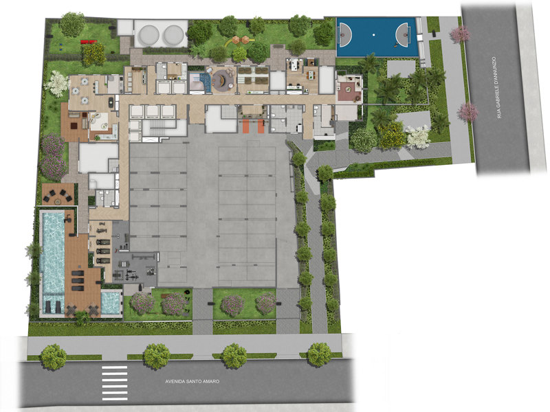 Ilustração da planta - Implantação térreo
