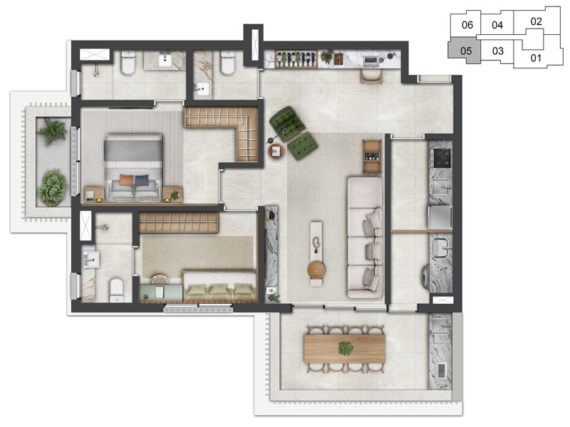 Ilustração da planta - PLANTA DO APTO. DE 81  M² COM 2 SUÍTES 