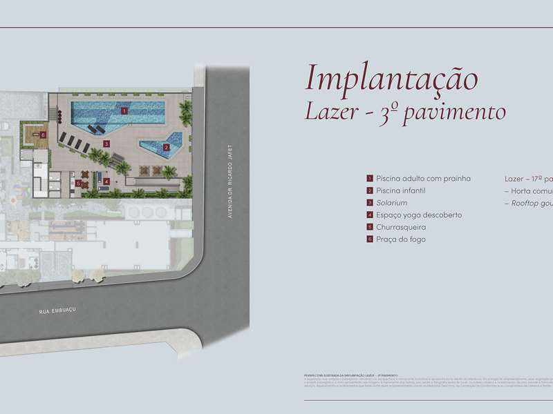 Ilustração da planta - Planta Lazer 3º pavimento