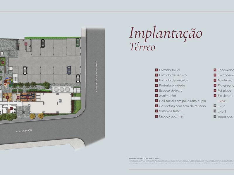 Ilustração da planta - Implantação Térreo