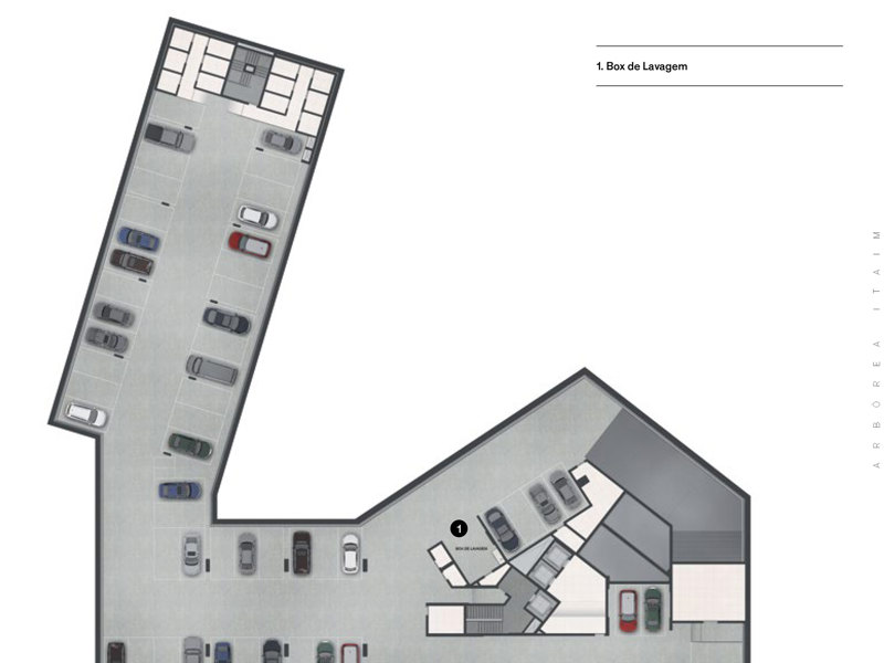 Ilustração da planta - Perspectiva ilustrada da Implantação Subsolo 3
