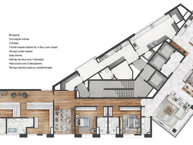 Ilustração da planta - Planta Tipo // Opção 2