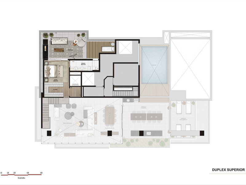 Ilustração da planta - Duplex sup tipo