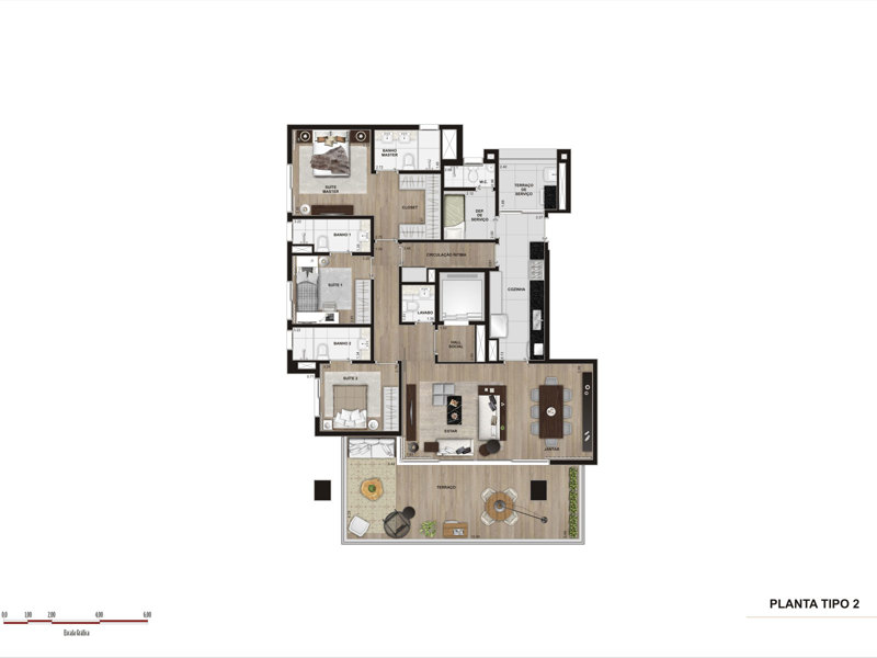 Ilustração da planta - Tipo 2