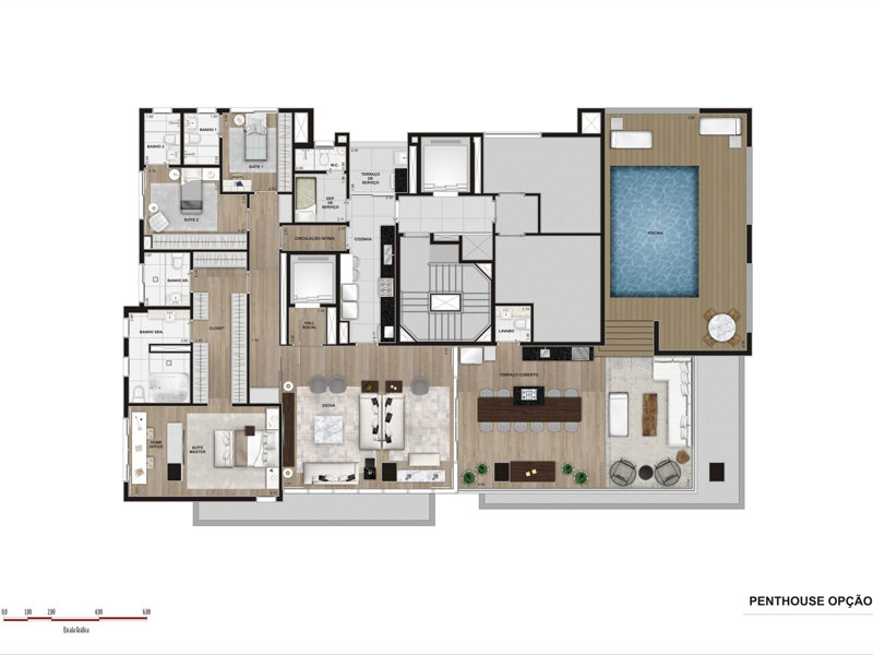 Ilustração da planta - Penthouse op