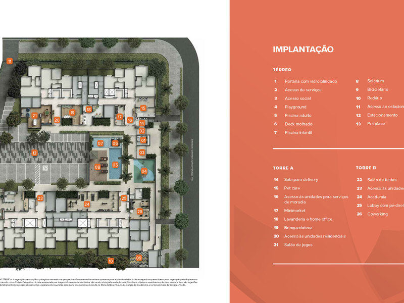 Ilustração da planta - Implantação do térreo