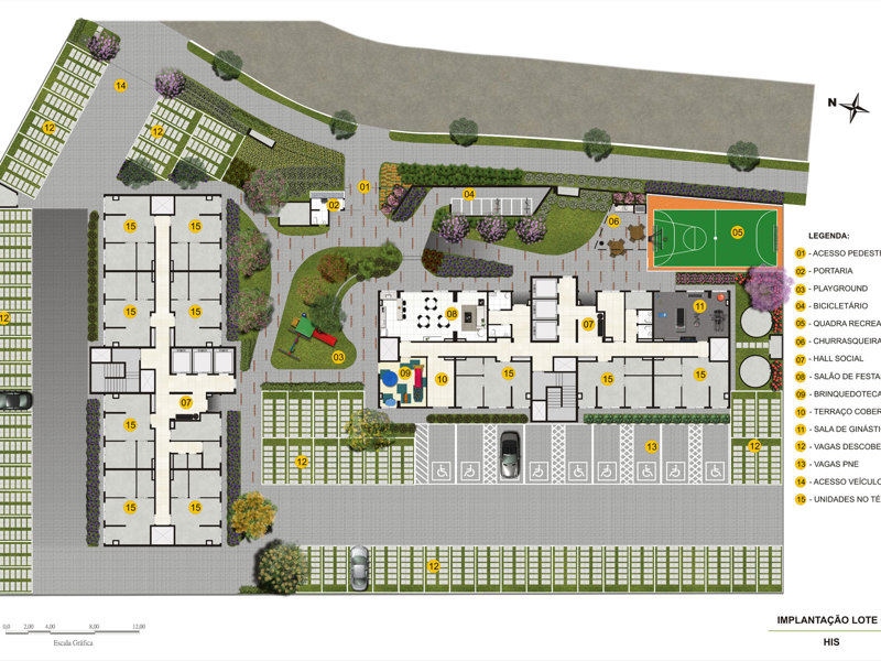 Ilustração da planta - Implantação