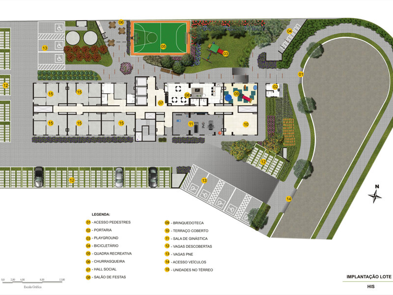 Ilustração da planta - Implantação
