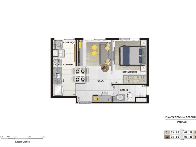 Ilustração da planta - Tipo Decorado