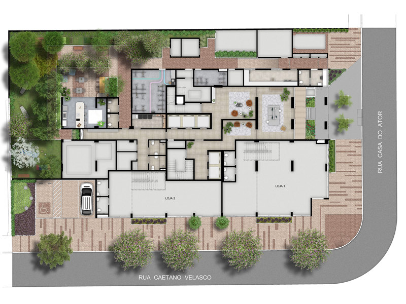 Ilustração da planta - Implantação térreo