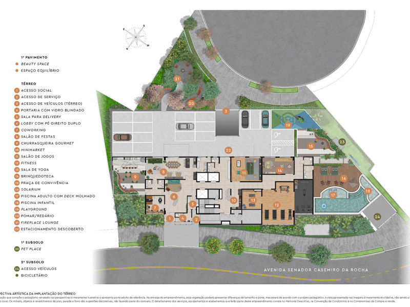 Ilustração da planta - Implantação do térreo