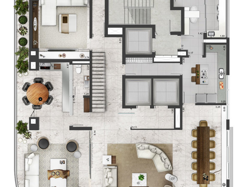 Ilustração da planta - Duplex Inferior