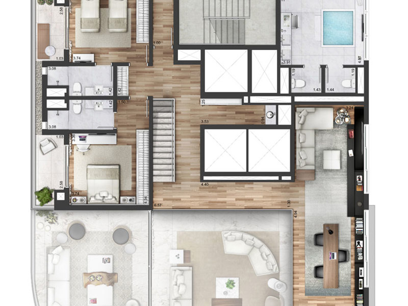 Ilustração da planta - Duplex Superior