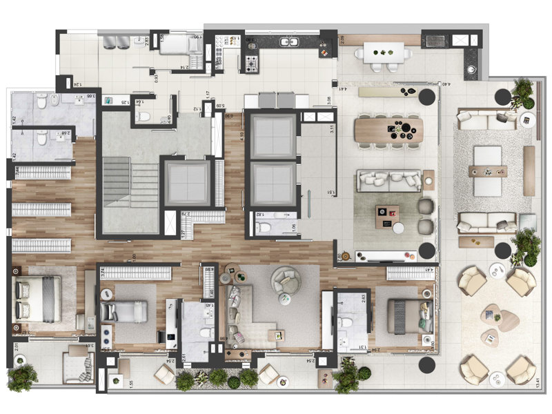 Ilustração da planta - Planta Tipo Baixo opção