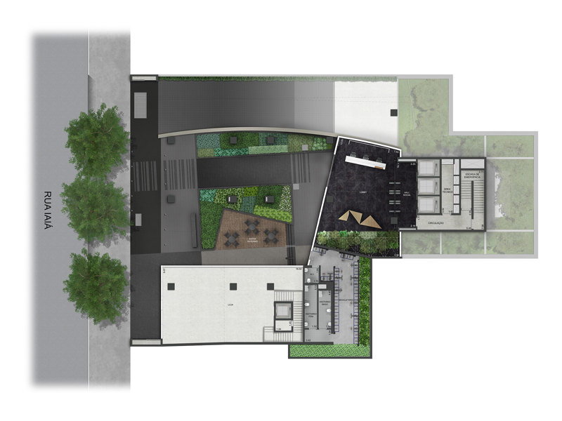 Ilustração da planta - Implantação térreo
