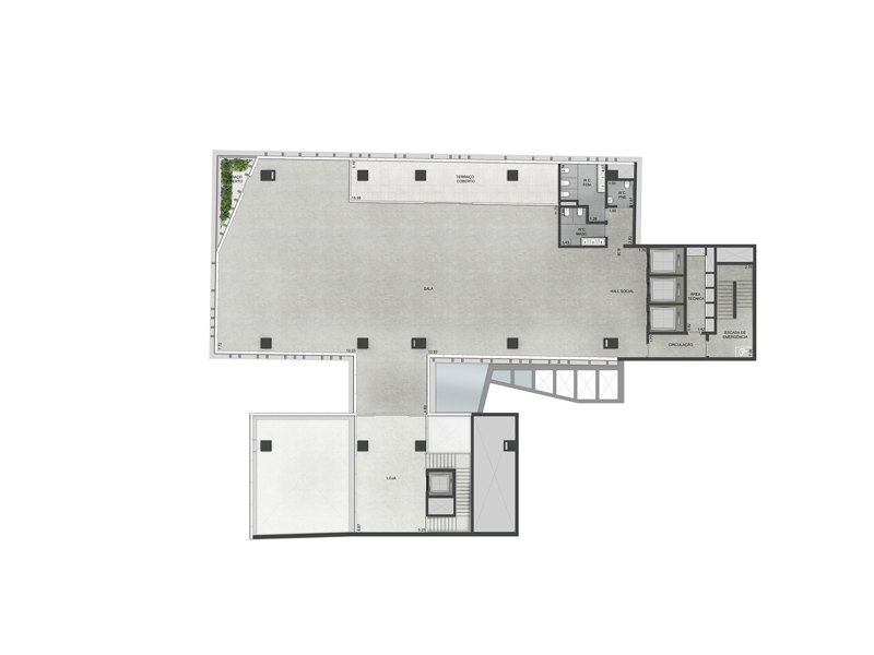 Ilustração da planta - Planta 1º pavimento 605,63m²