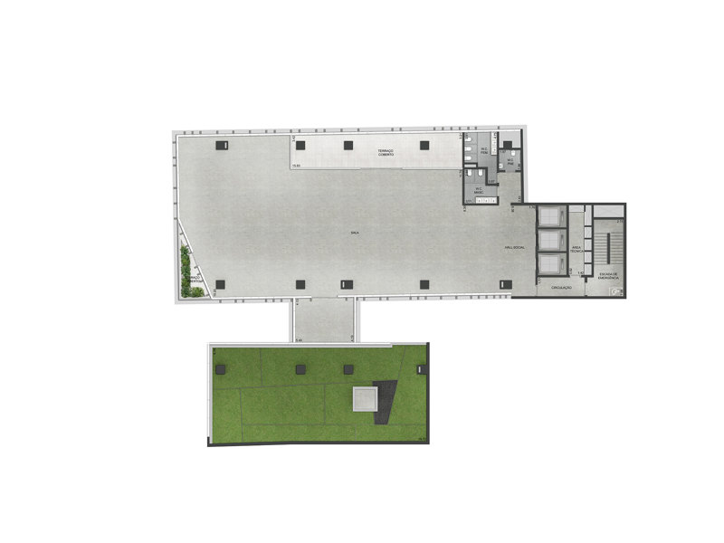 Ilustração da planta - Planta 2º pavimento 826,50m²
