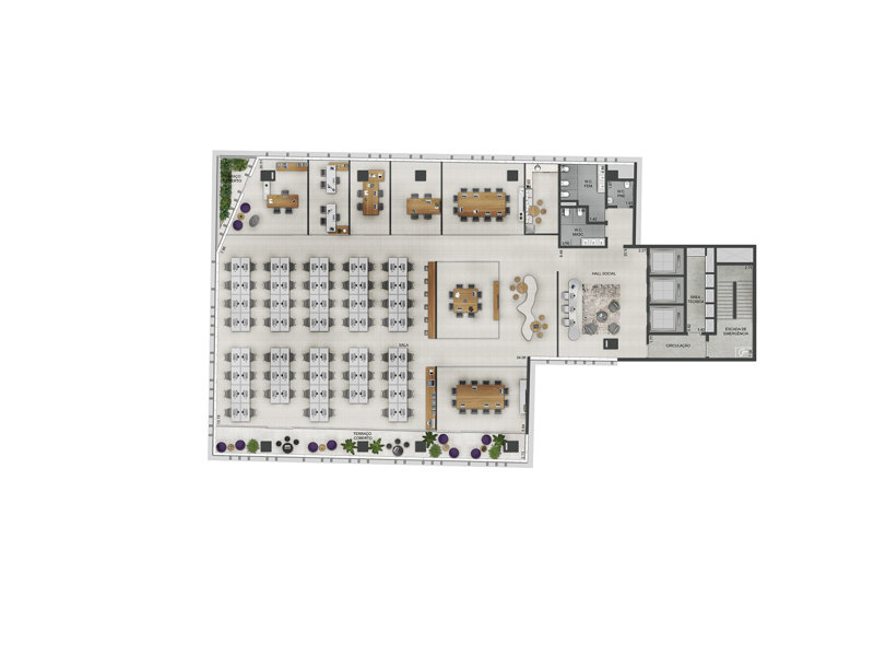 Ilustração da planta - Planta tipo mobiliada