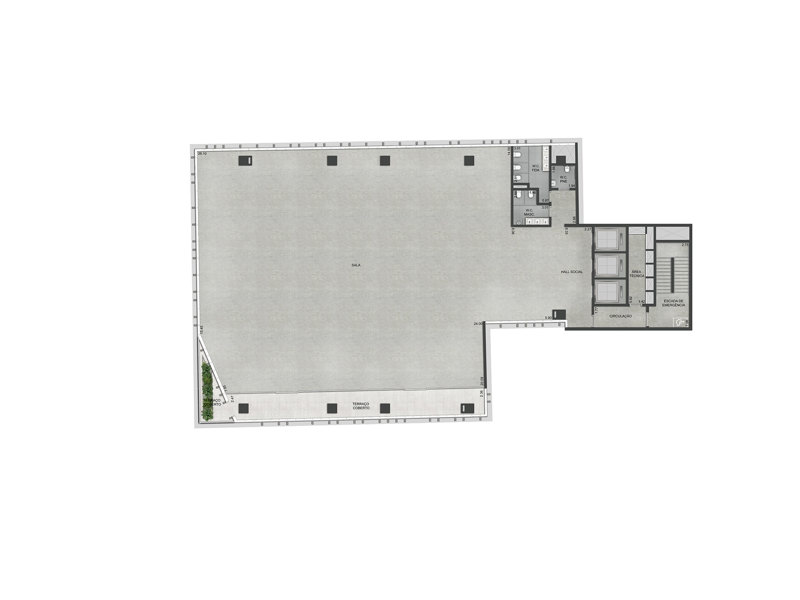 Ilustração da planta - Planta do 3º ao 6º pavimento de 605,63m² a 792,25m²