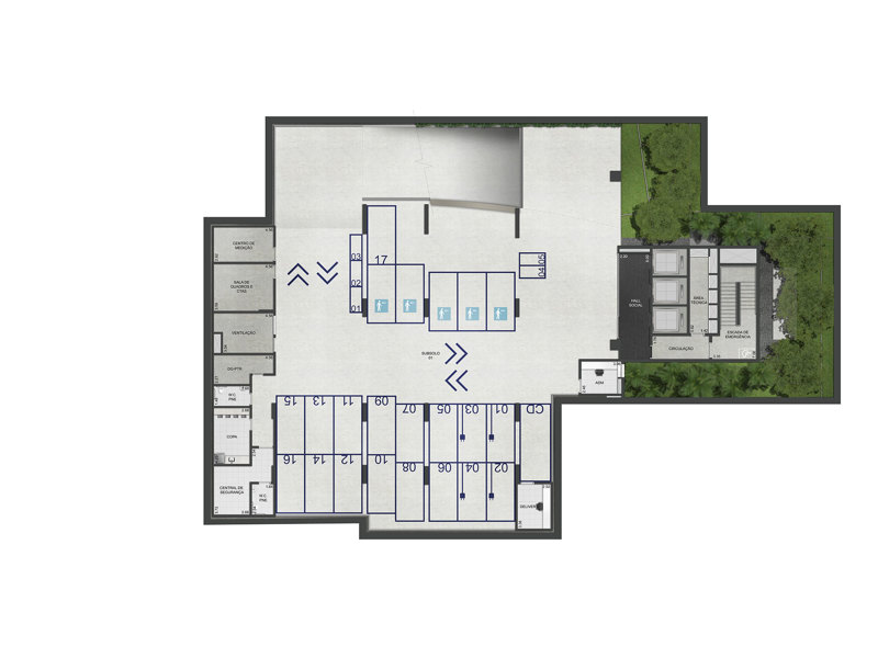 Ilustração da planta - Planta 1º subsolo
