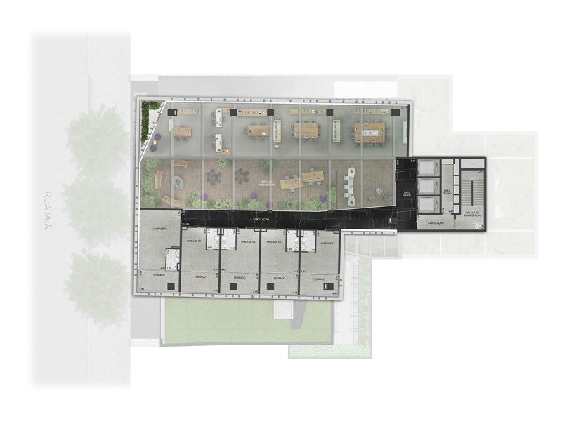 Ilustração da planta - Planta cobertura 7º andar