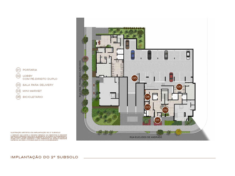 Ilustração da planta - Perspectiva artística da implantação do 2º subsolo