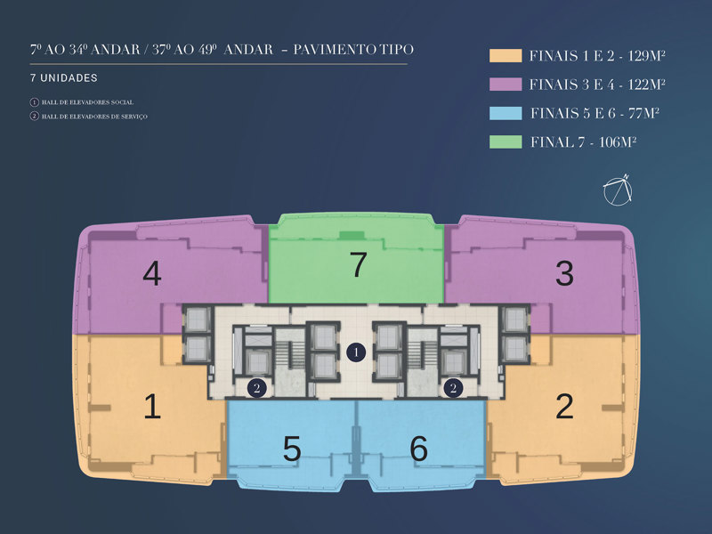 Ilustração da planta - Ilustração artística do pavimento tipo