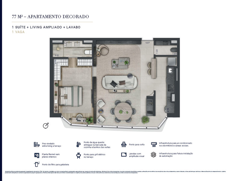 Ilustração da planta - Ilustração artística da planta opção de 77m²