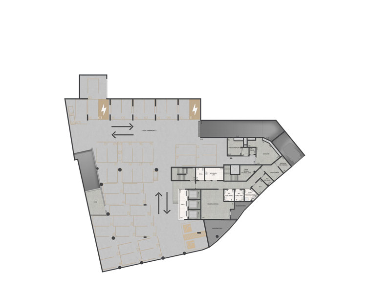 Ilustração da planta - Planta ilustrada do 1º subsolo