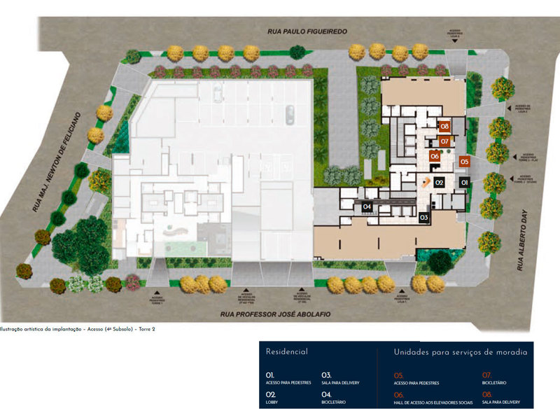 Ilustração da planta - Implantação Acesso