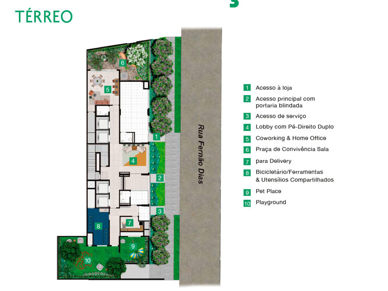 Ilustração da planta - Implantação térreo