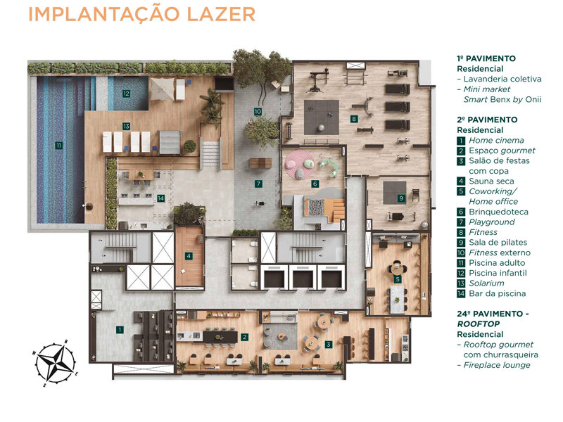 Ilustração da planta - Implantação lazer