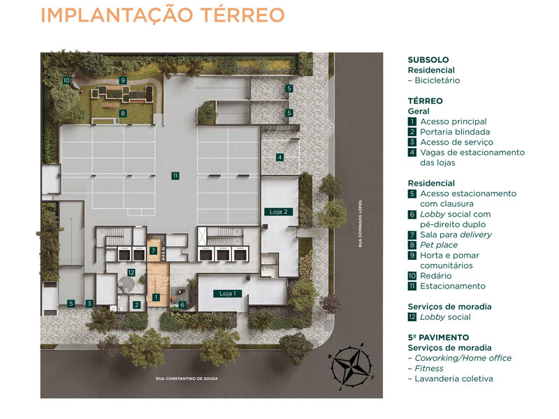 Ilustração da planta - Implantação térreo