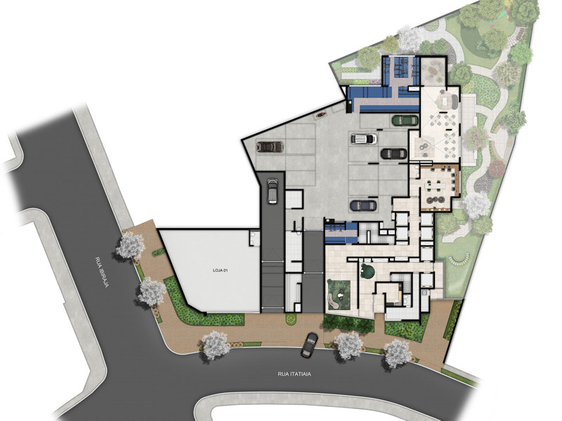 Ilustração da planta - Implantação Terreo