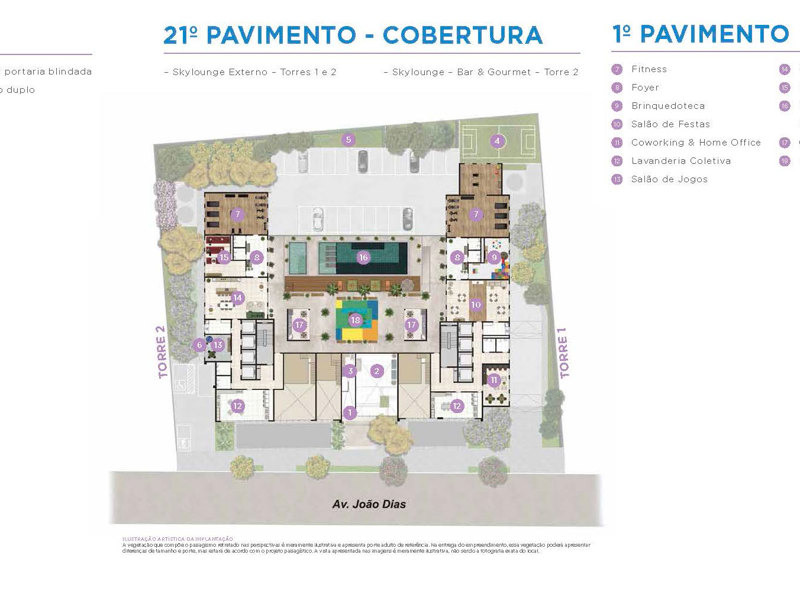 Ilustração da planta - Implantação Lazer
