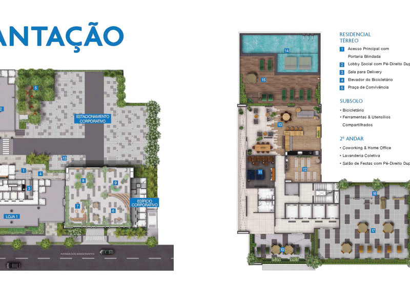 Ilustração da planta - Implantação geral