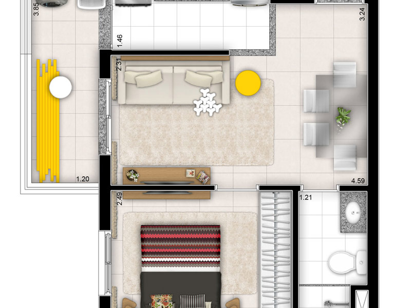 Ilustração da planta - Tipo com terraço