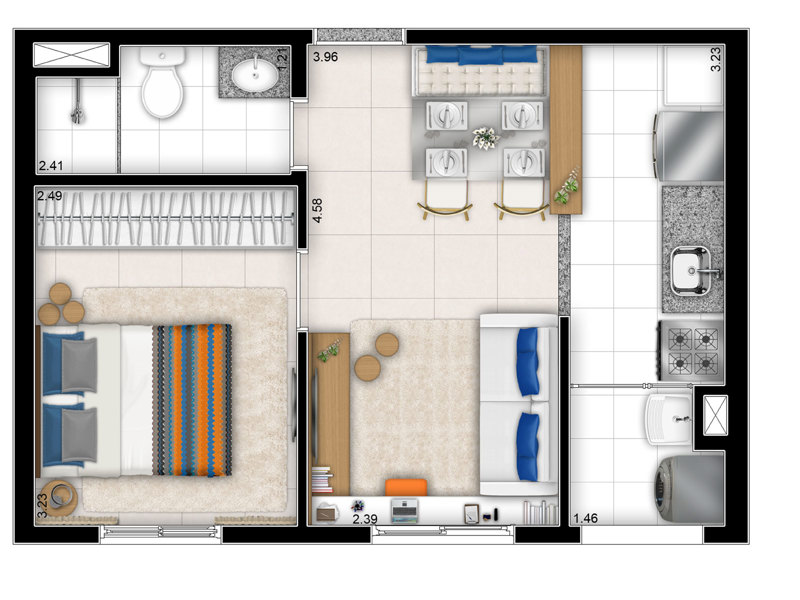 Ilustração da planta - Tipo sem terraço