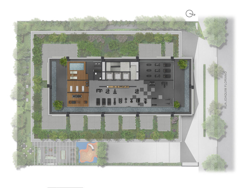 Ilustração da planta - Implantação 12º Pavimento Fitness 