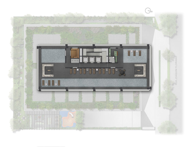 Ilustração da planta - Implantação 24º Pavimento Piscina 