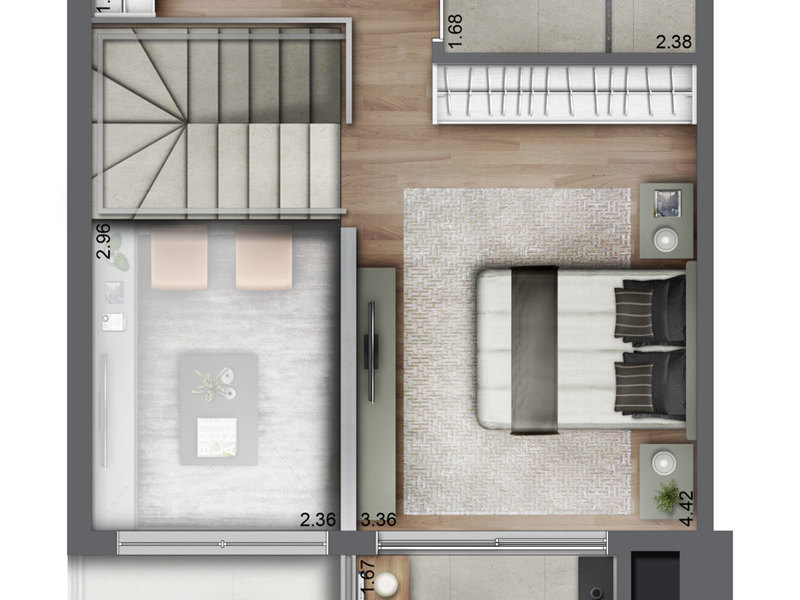 Ilustração da planta - Apto duplex superior