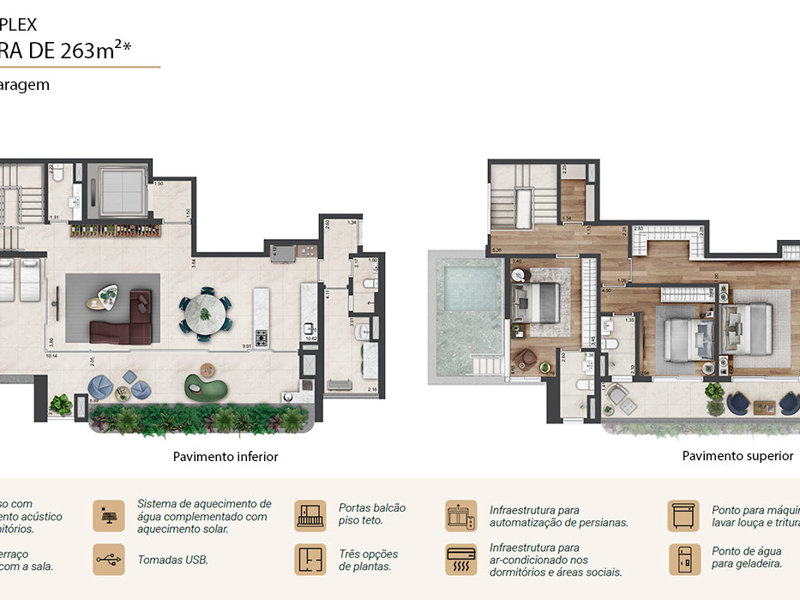 Ilustração da planta - Planta duplex Prospect 263m²