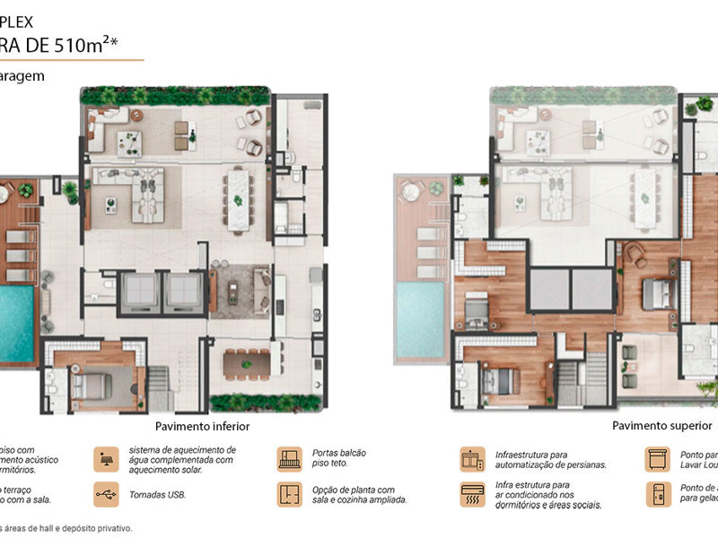 Ilustração da planta - Planta duplex Sempione 510m²