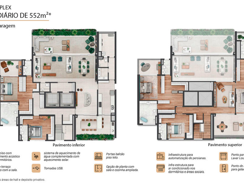 Ilustração da planta - Planta duplex Sempione 552m²