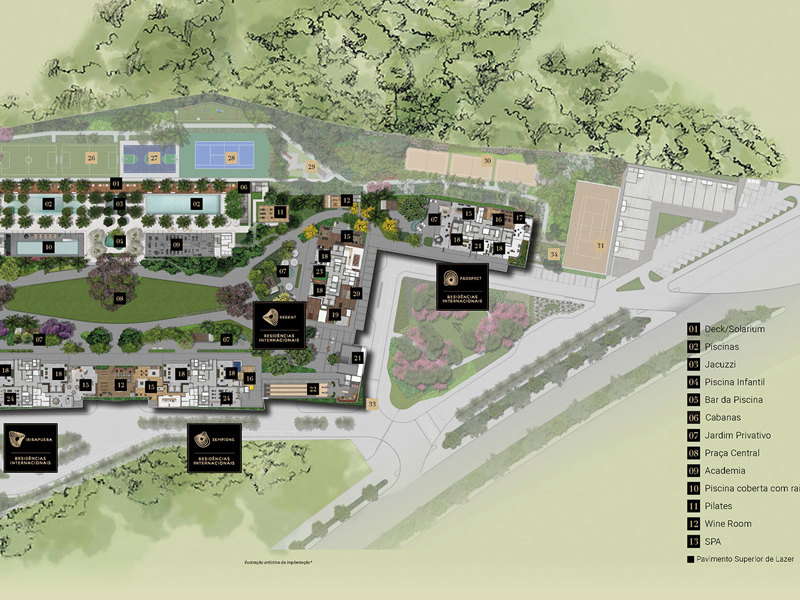 Ilustração da planta - Perspectiva Ilustrada da Implantação