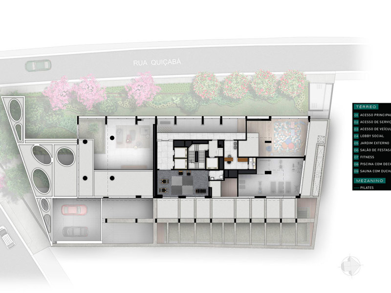 Ilustração da planta - Implantação mezanino