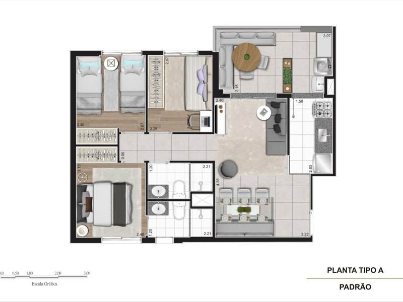 Ilustração da planta - Planta tipo