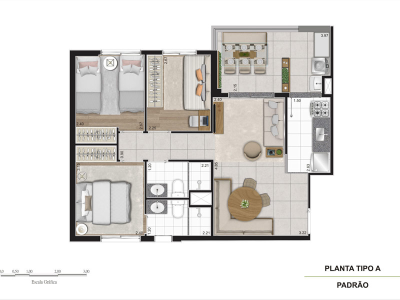 Ilustração da planta - Planta tipo