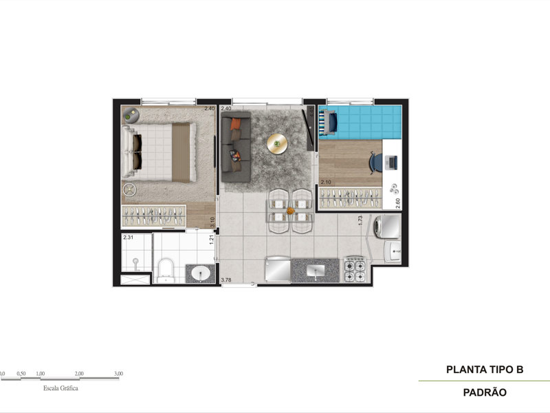 Ilustração da planta - Planta tipo